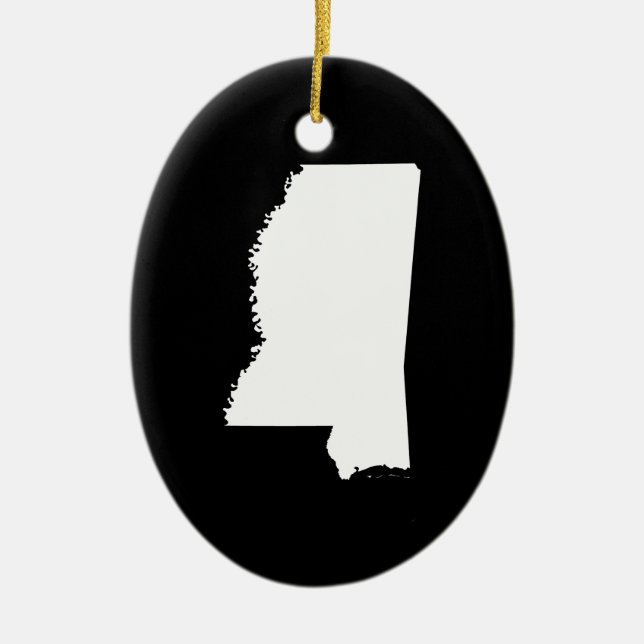 Mississippi in White and Black Ceramic Ornament (Front)