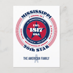 Mississippi, Jackson, MS, Patriotic, Monogram Postcard