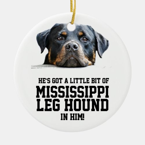 Mississippi Leg Hound Rottweiler Custom Dog Photo Ceramic Ornament