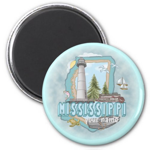 Mississippi Lighthouse custom name  magnet