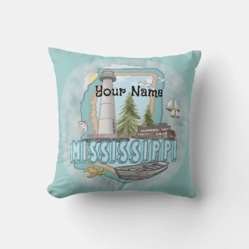 Mississippi Lighthouse custom name pillow