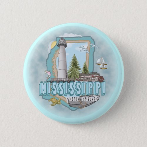 Mississippi Lighthouse custom name  pin button