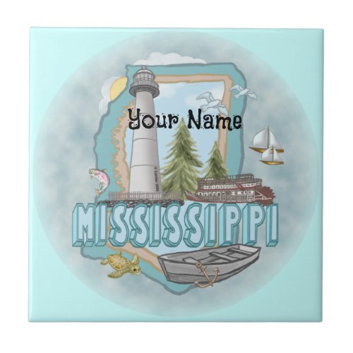 Mississippi Lighthouse custom name tile
