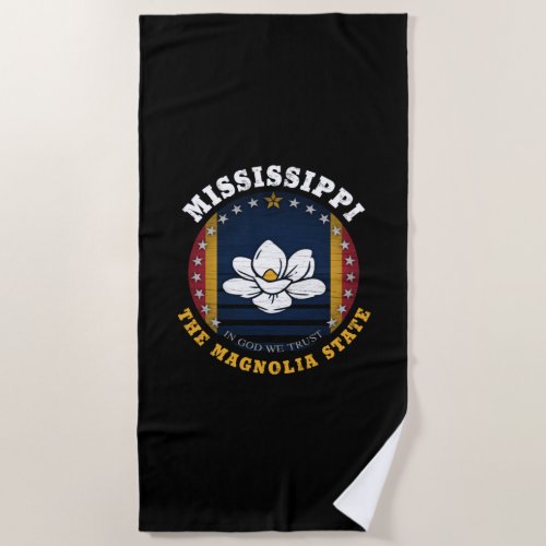 MISSISSIPPI MAGNOLIA STATE FLAG BEACH TOWEL