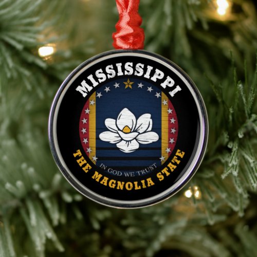 MISSISSIPPI MAGNOLIA STATE FLAG METAL ORNAMENT