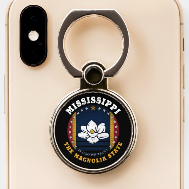 MISSISSIPPI MAGNOLIA STATE FLAG PHONE RING STAND (Close Up)