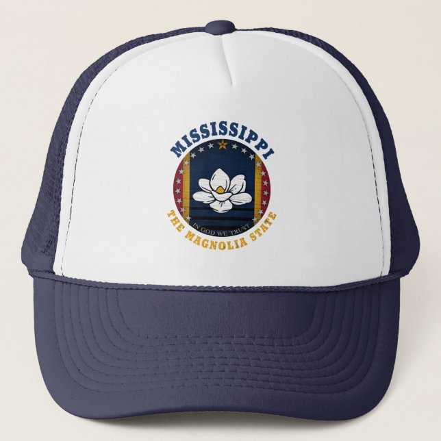 MISSISSIPPI MAGNOLIA STATE FLAG TRUCKER HAT (Front)