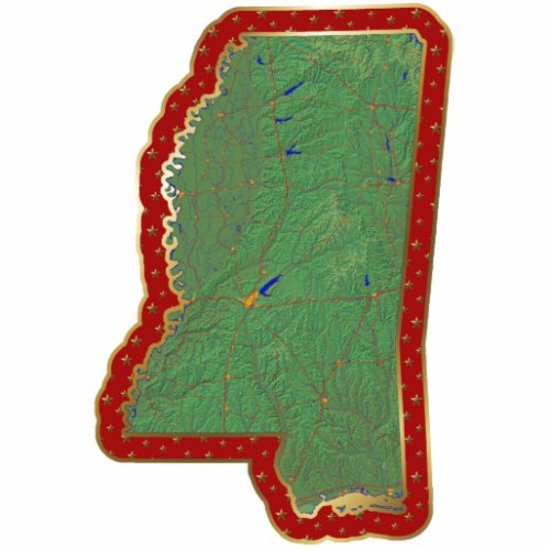 Mississippi Map Christmas Ornament Cut Out