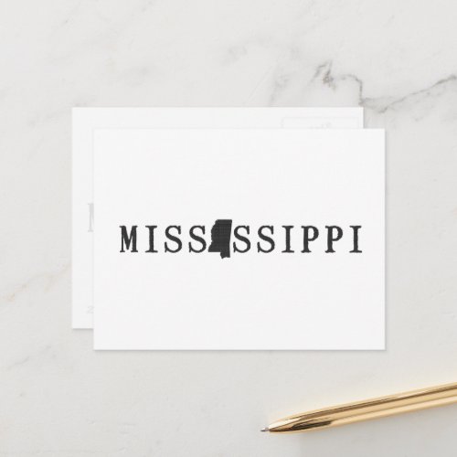 Mississippi Map Shaped Letter State Word Art Postcard