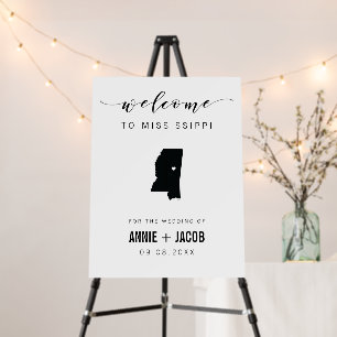 Mississippi Map Wedding Welcome Sign, Foam Board