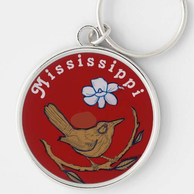 Mississippi Mocking Bird State Keychain (Front)