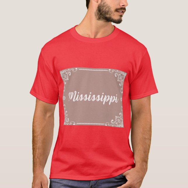Mississippi Monogram Boho Style Pastel Pink T-Shirt (Front)