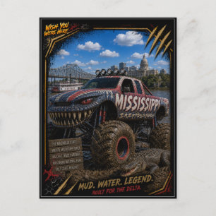 Mississippi Monster Truck Off Road Art Postcard