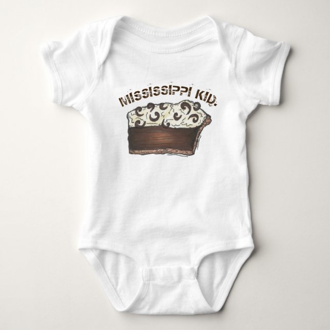 Mississippi MS Kid Chocolate Mud Pie Mudpie Slice Baby Bodysuit (Front)