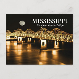Mississippi Natchez-Vidalia Bridge Gold Moon Postcard