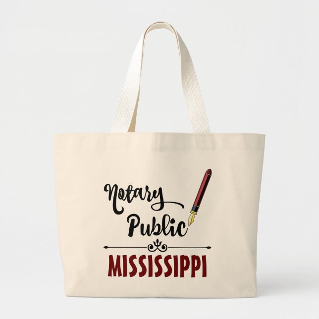 Mississippi Notary Public Ink Pen Large Tote Bag (Front)
