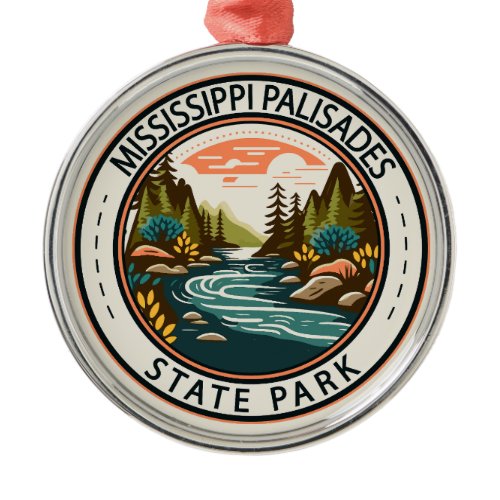 Mississippi Palisades State Park Illinois Badge Metal Ornament