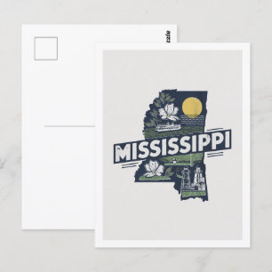 Mississippi Retro Travel Design Iconic US States Postcard