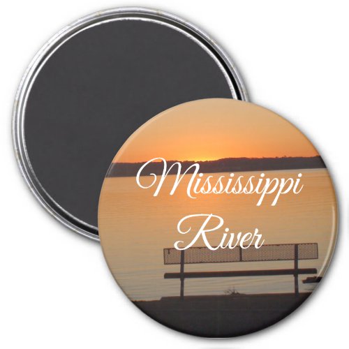 Mississippi River Bench  Peaceful Sunset Magnet