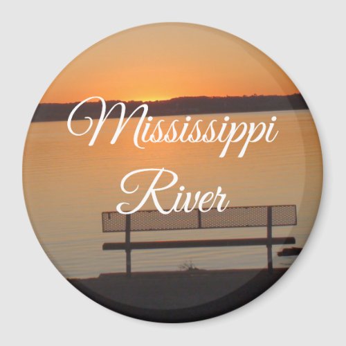 Mississippi River Bench  Peaceful Sunset Magnet