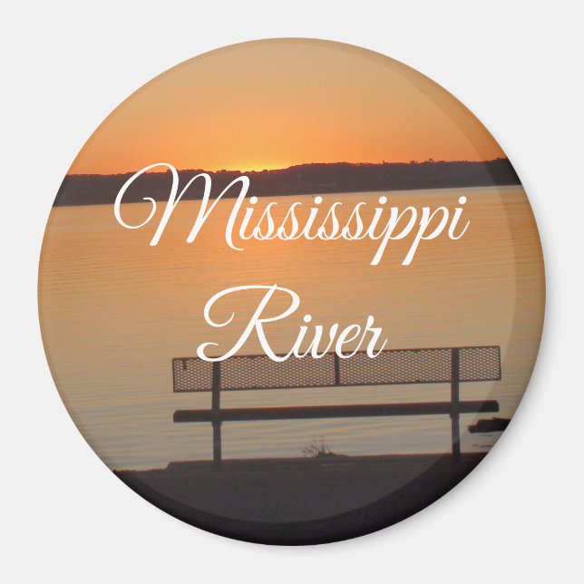 Mississippi River Bench  Peaceful Sunset Magnet (Front)