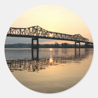 Mississippi River Bridge Classic Round Sticker