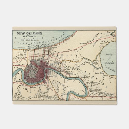 Mississippi River New Orleans Map Doormat