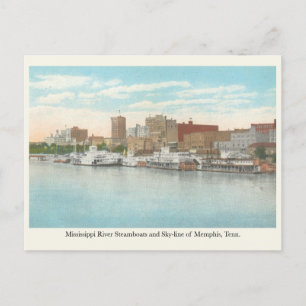 Mississippi River steamboats and Memphis skyline Postcard