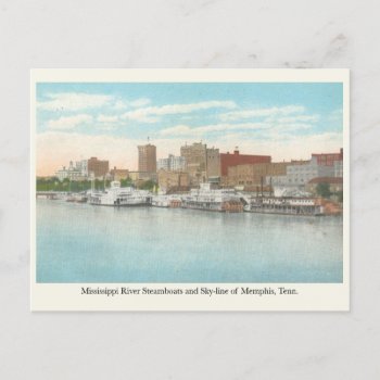 Mississippi River Steamboats And Memphis Skyline Postcard by whereabouts at Zazzle