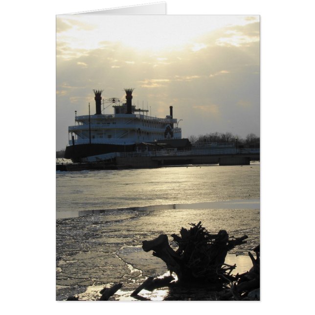 Mississippi River Sunset in Winter Cards (Front)