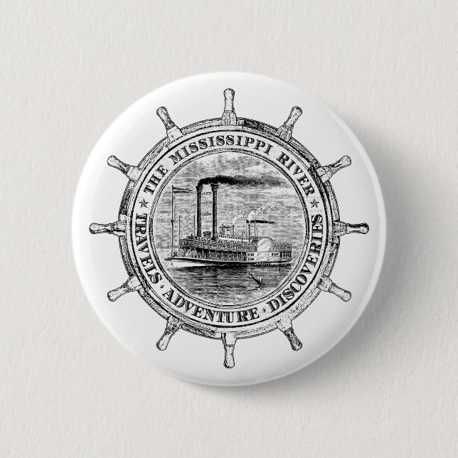 Mississippi River. Travels. Adventure. Discoveries Button (Front)