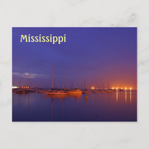 Mississippi sailboats in marina at dusk postcard