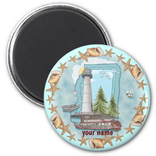 Mississippi Shells Lighthouse custom name magnet 