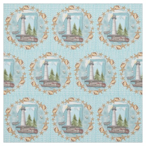 Mississippi Shells Lighthouse Fabric