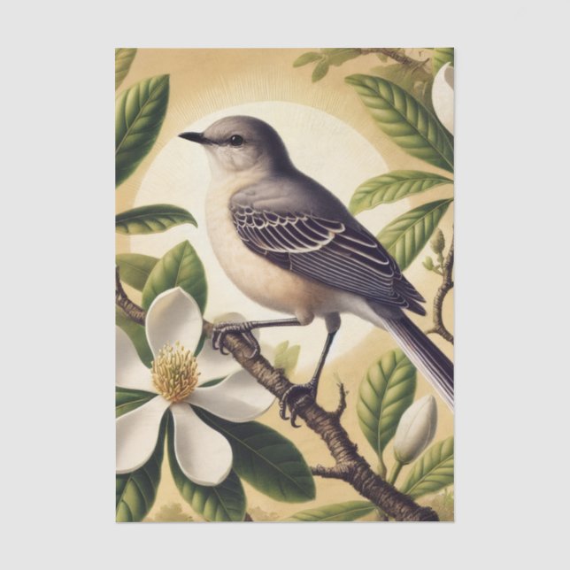 Mississippi State Bird Northern Mockingbird Tissue Paper (Front)