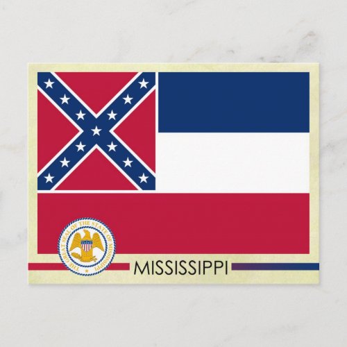 Mississippi State Flag and Seal Postcard