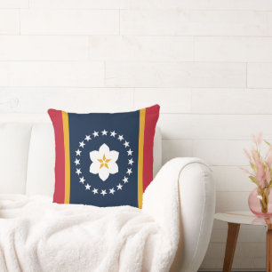 Mississippi State Flag: The Magnolia of America Throw Pillow