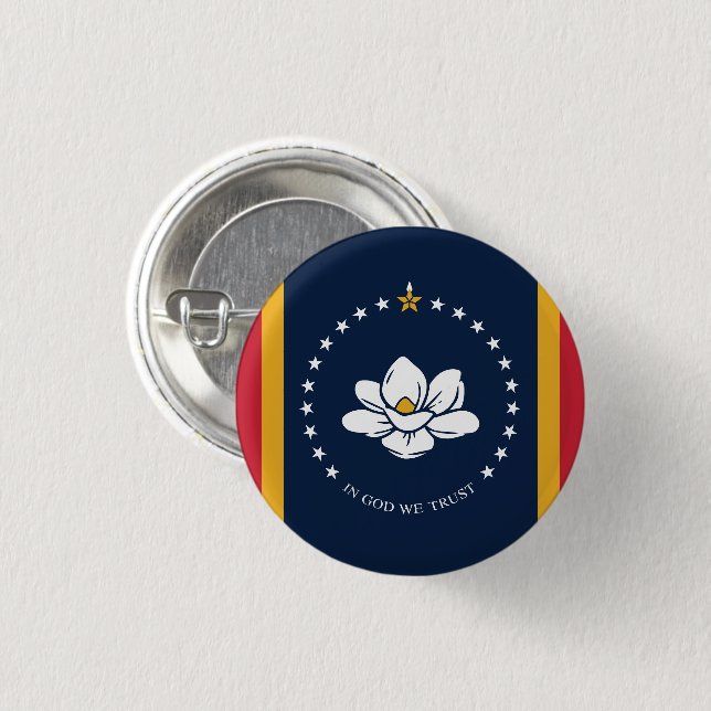 Mississippi State Flag USA Button (Front & Back)