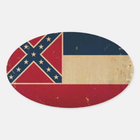 Mississippi State Flag Vintate.png Oval Sticker
