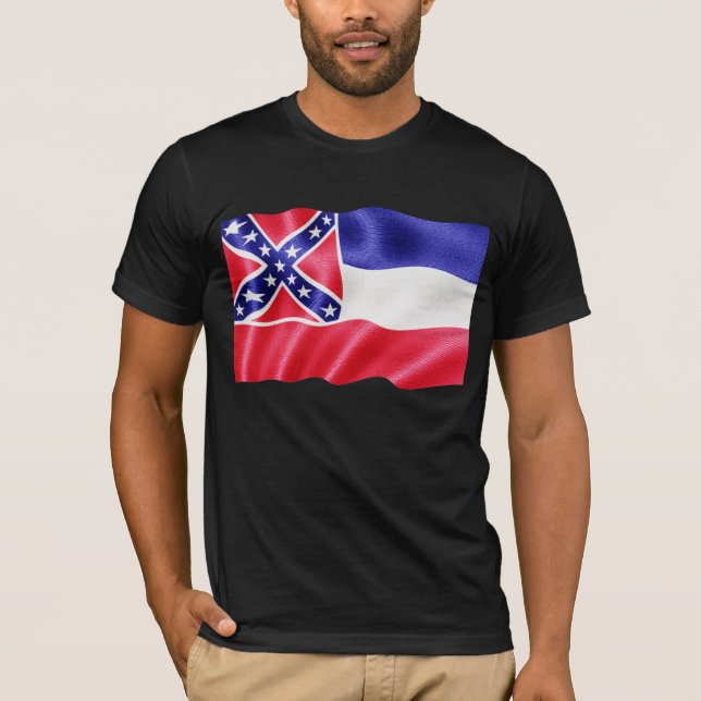 Mississippi State Flag Waving T-Shirt (Front)