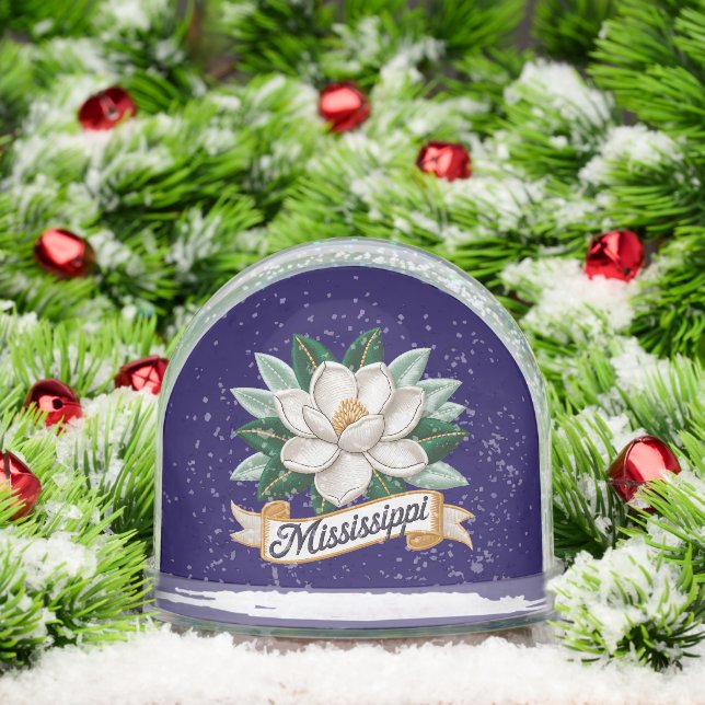 Mississippi State Flowers Emblem Snow Globe (Christmas)