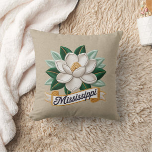 Mississippi State Flowers Emblem Throw Pillow
