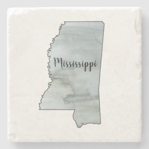 Mississippi State Illustration Stone Coaster