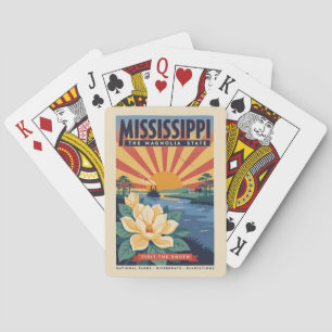 Mississippi State Illustration Travel Art Vintage Poker Cards