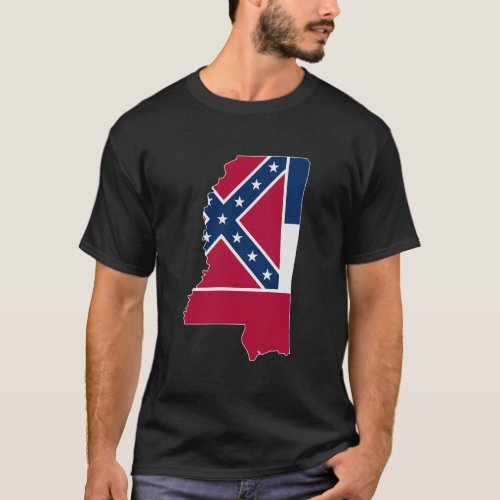 Mississippi State Map Mississippi Ms Flag Roots Me T_Shirt
