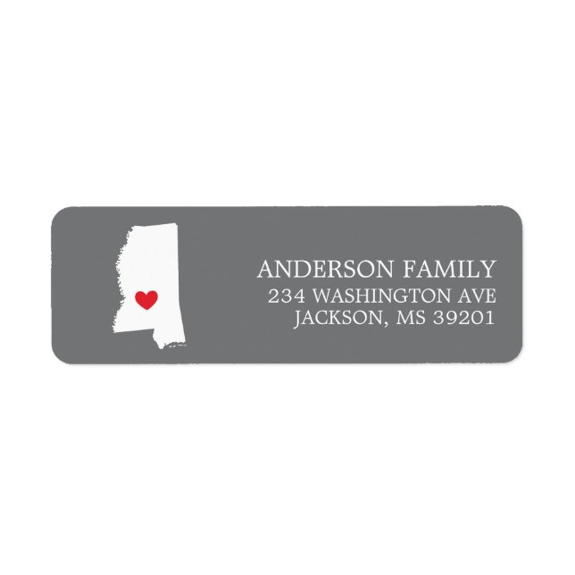 MISSISSIPPI State | Moving Return Address Label (Front)