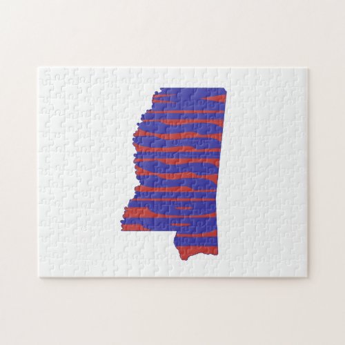 Mississippi State Name Word Art Blue Jigsaw Puzzle