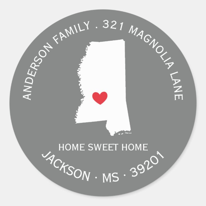 MISSISSIPPI State New Home Address Label Sticker