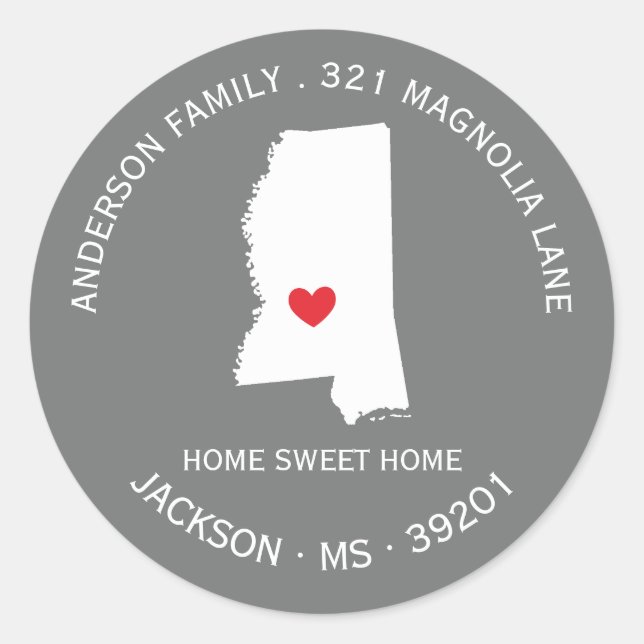 MISSISSIPPI State | New Home Address Label Sticker (Front)