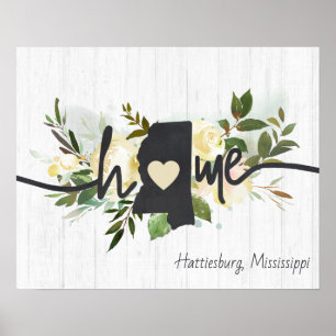Mississippi State Personalized Home City Rustic Poster